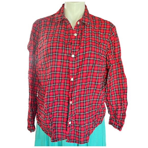 Old Navy Tops - Old Navy Red & Black Plaid Classic Flannel Shirt XL womens Long Sleeve Button-Up